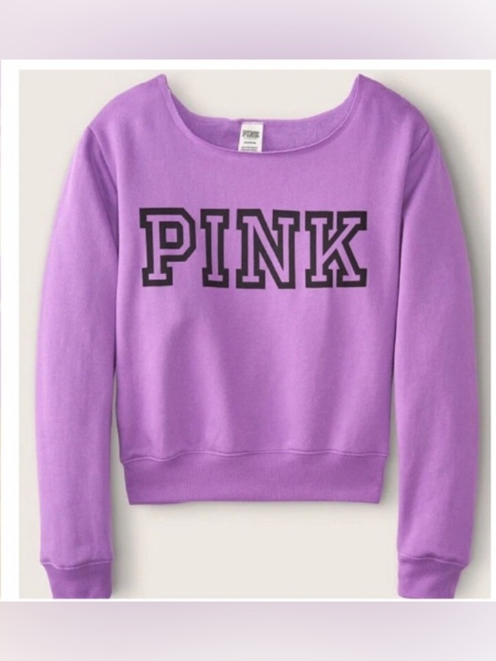 PINK Victoria’s Secret Raw Hem Collar Slouch Oversized Sweatshirt NEW NWT large